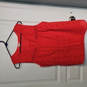 Sonoma Rosy Red Pink Eyelet V-Neck Sleeveless Top Tank - Womens XL